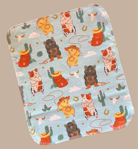 Cowboy Guinea Pigs 2ply flannel reusable paper towels / napkins
