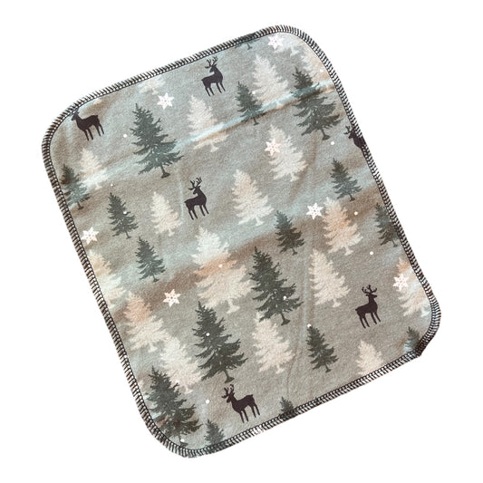 Winter forest with deer 1ply flannel reusable paper towels