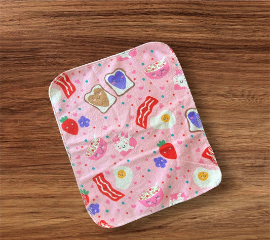 Cute Breakfast Pairs 1ply flannel reusable paper towels