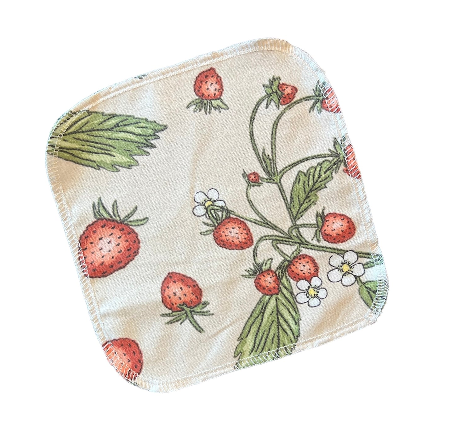 Vintage Strawberry 1ply flannel cloth wipes