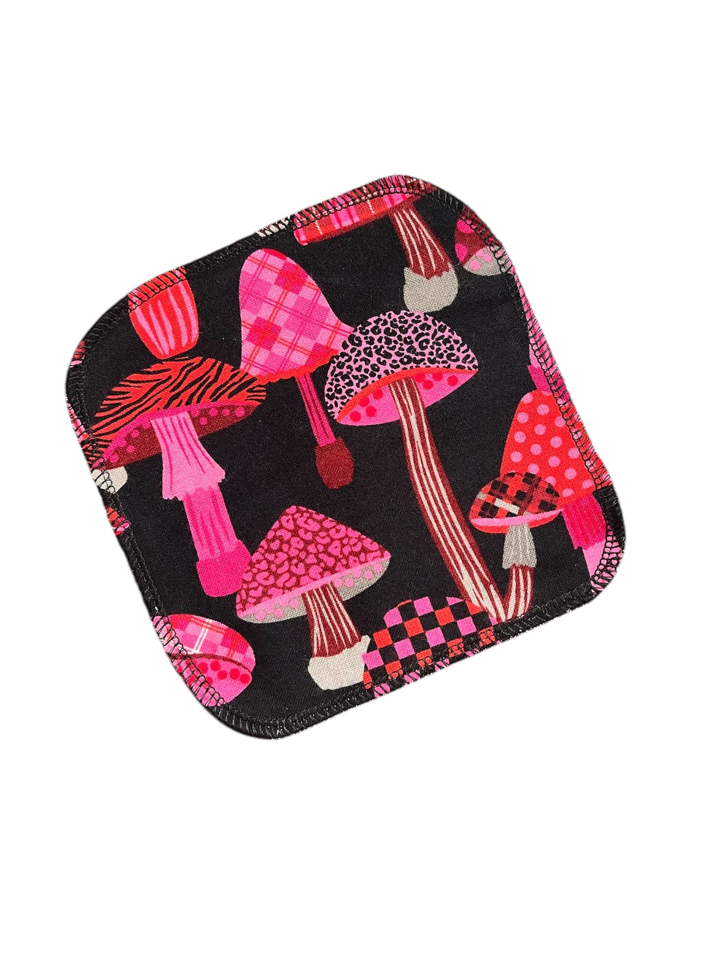 Pattern Mushrooms 1ply flannel cloth wipes