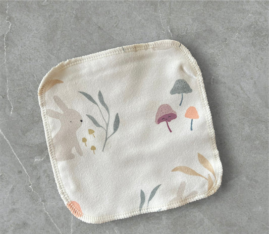 Bunnies & Mushrooms 2ply flannel cloth wipes