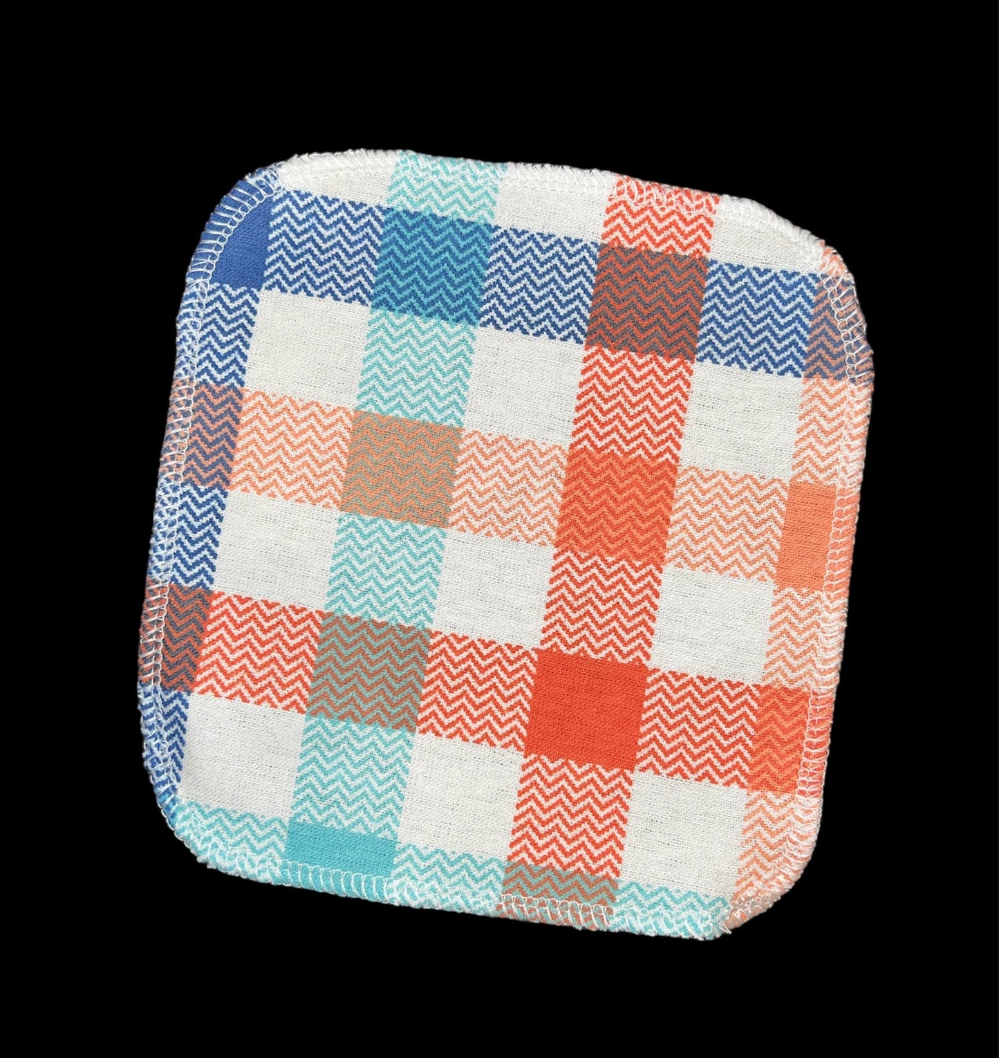 Blue green orange plaid 1ply flannel cloth wipes