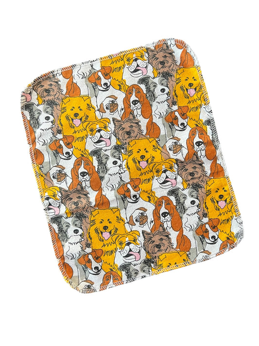Sketched Dogs on Tan 1ply flannel reuseable paper towels