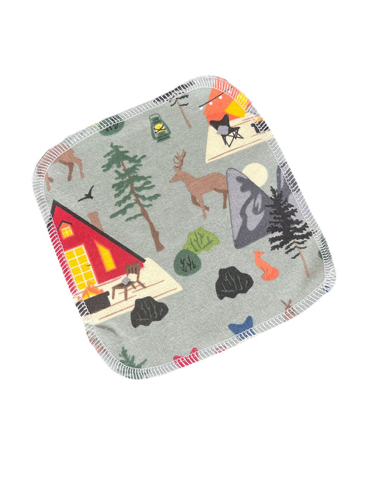 Camping on Sage  2ply flannel cloth wipes