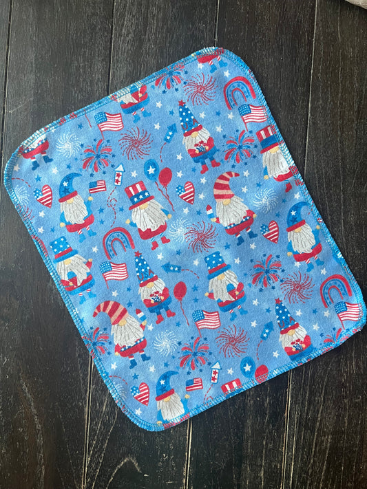 Patriotic Gnomes 1ply flannel reuseable paper towels