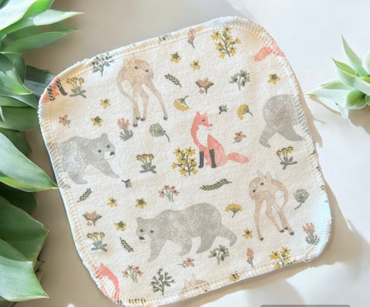 Wilderness Nature Forest Animals  2ply flannel cloth wipes
