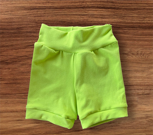 Solid Lime Green 12m-3t Shortie shorts (longer length )