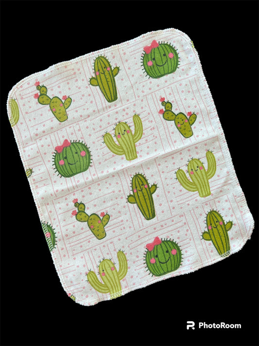Happy Cactus 1ply flannel reusable paper towels