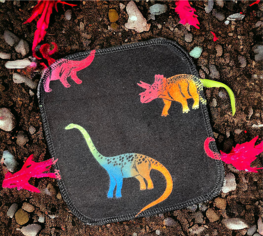Ombre Rainbow Dinosaur  1ply flannel cloth wipes