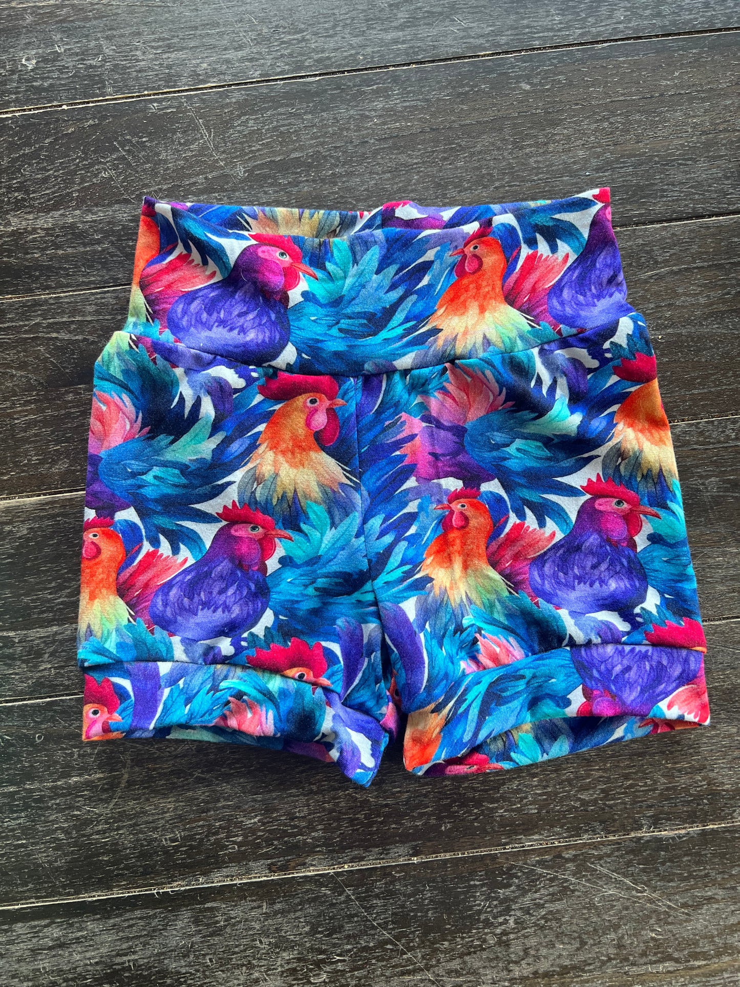 Roosters 3-6yr  Shortie shorts (shorter length) Bamboo