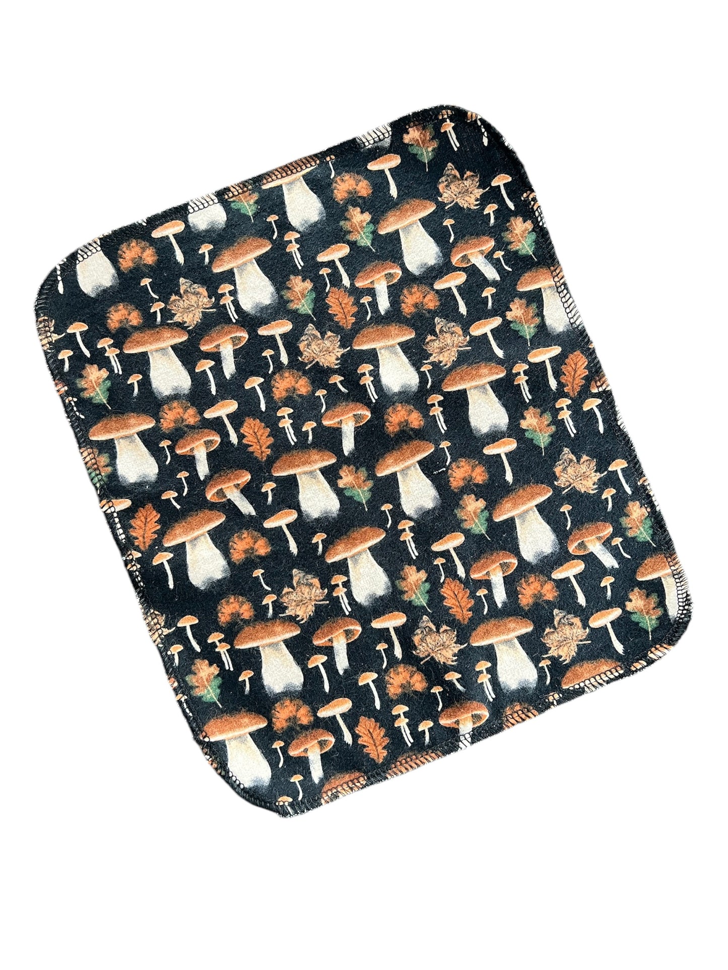 Mushrooms & Leaves 1ply flannel reusable paper towel