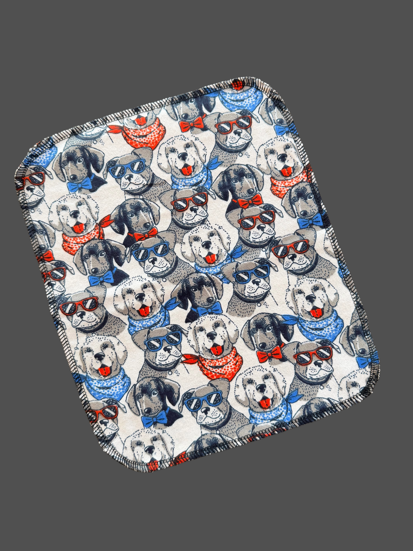 Patriotic Dogs 2ply flannel reusable paper towels napkins m