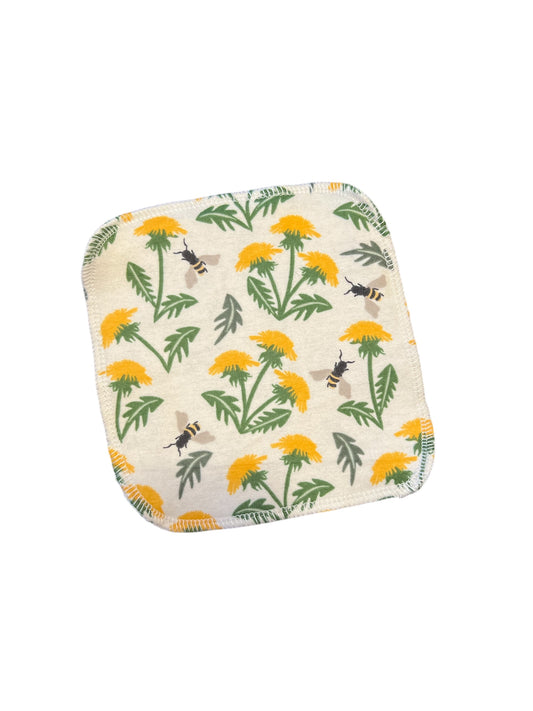 Bees & Dandilions 2ply flannel cloth wipes