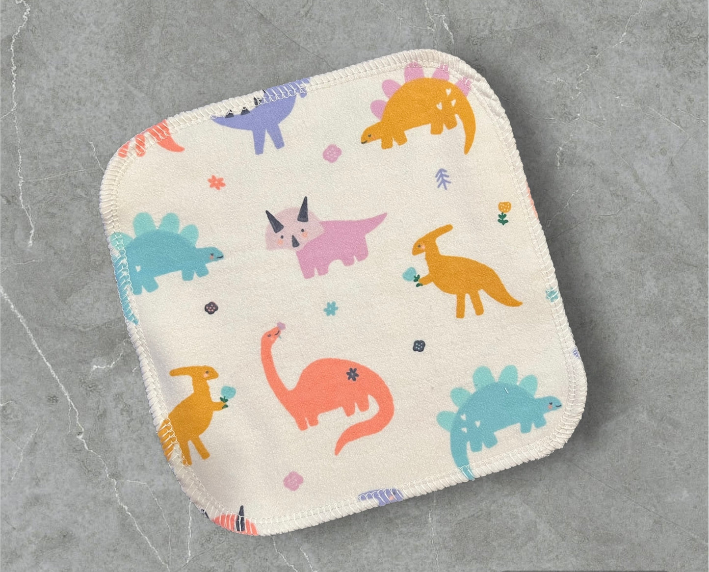 Cute Dinos 1ply flannel cloth wipes