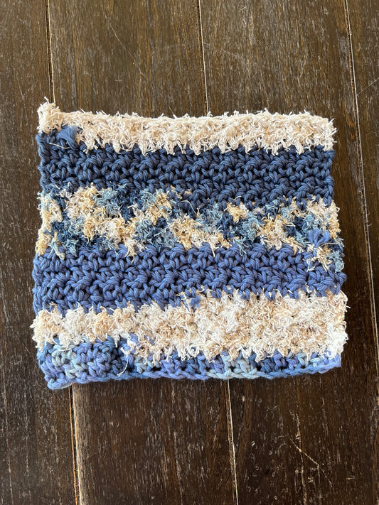 Country Blues Cotton Washcloth Scrubby Dishcloth