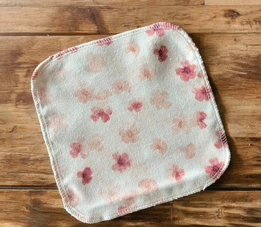 Pink Floral 2 ply flannel cloth wipes