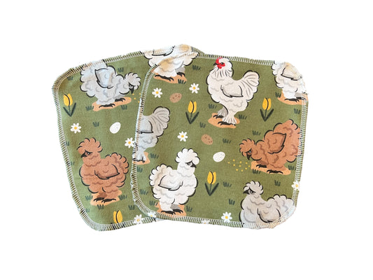 Fancy Chickens 2ply flannel cloth wipe