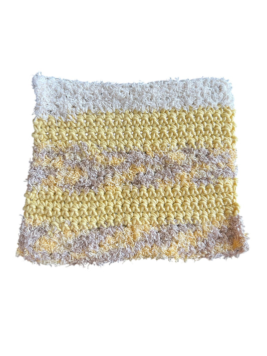 Light Yellow cotton washcloth dishcloth scrubby blend