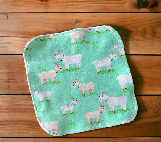 Goats on the farm  2ply flannel cloth wipes