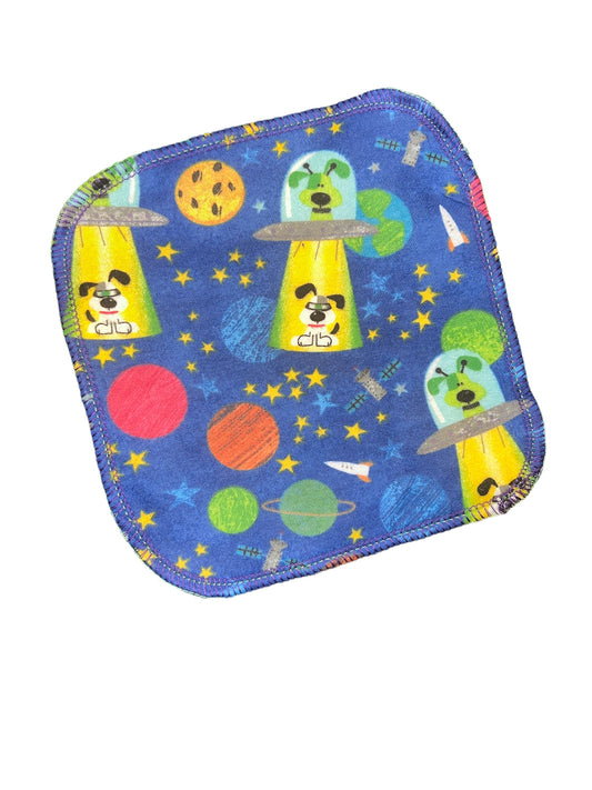 Space Pups 2ply flannel cloth wipes