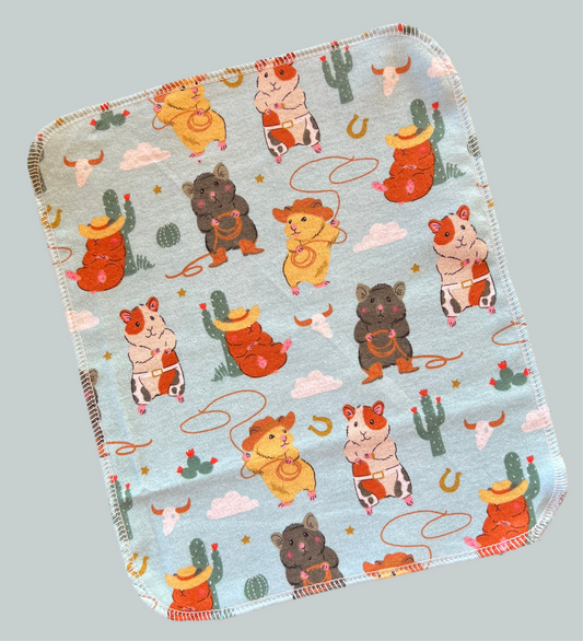 Cowboy Guinea Pigs 1ply flannel reuseable paper towels