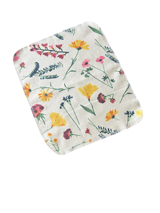 Watercolor Wildflowers 1ply flannel reusable paper towels