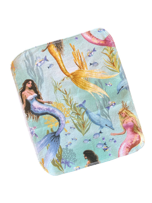 Mermaids  1ply cotton flannel reusable paper towels