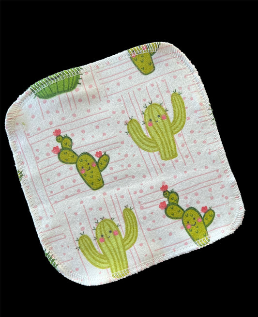 Happy Cactus   1ply flannel reusable cloth wipes