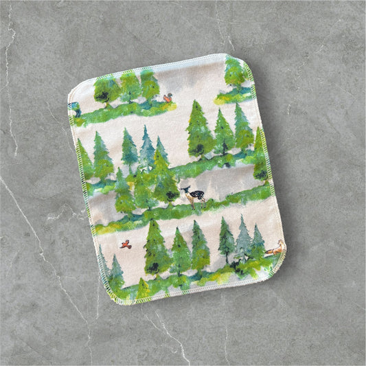 Watercolor Forest 1ply flannel reusable paper towel