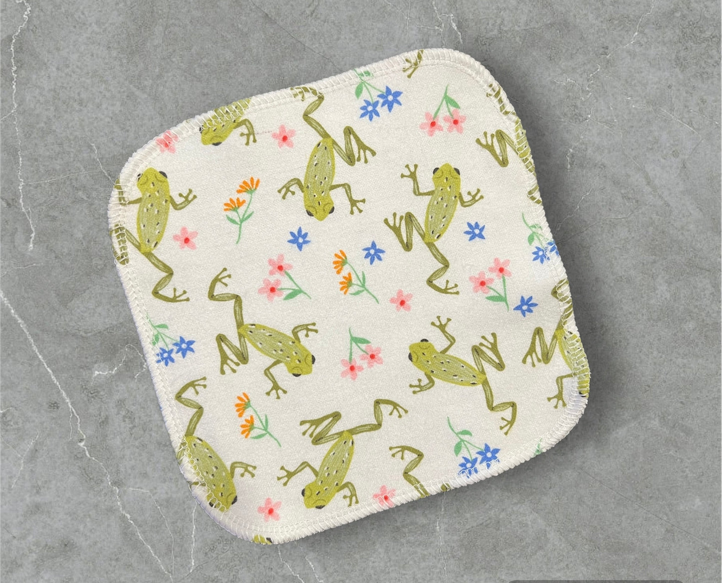 Spring Frogs 1ply flannel cloth wipes