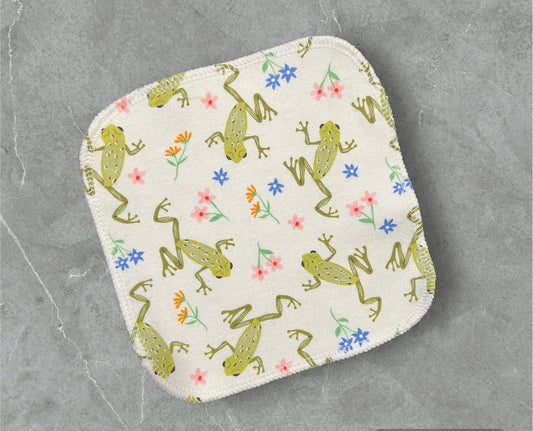 Spring Frogs 1ply flannel cloth wipes