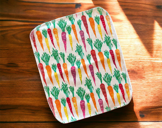 Colorful Carrots 1ply flannel reusable paper towel