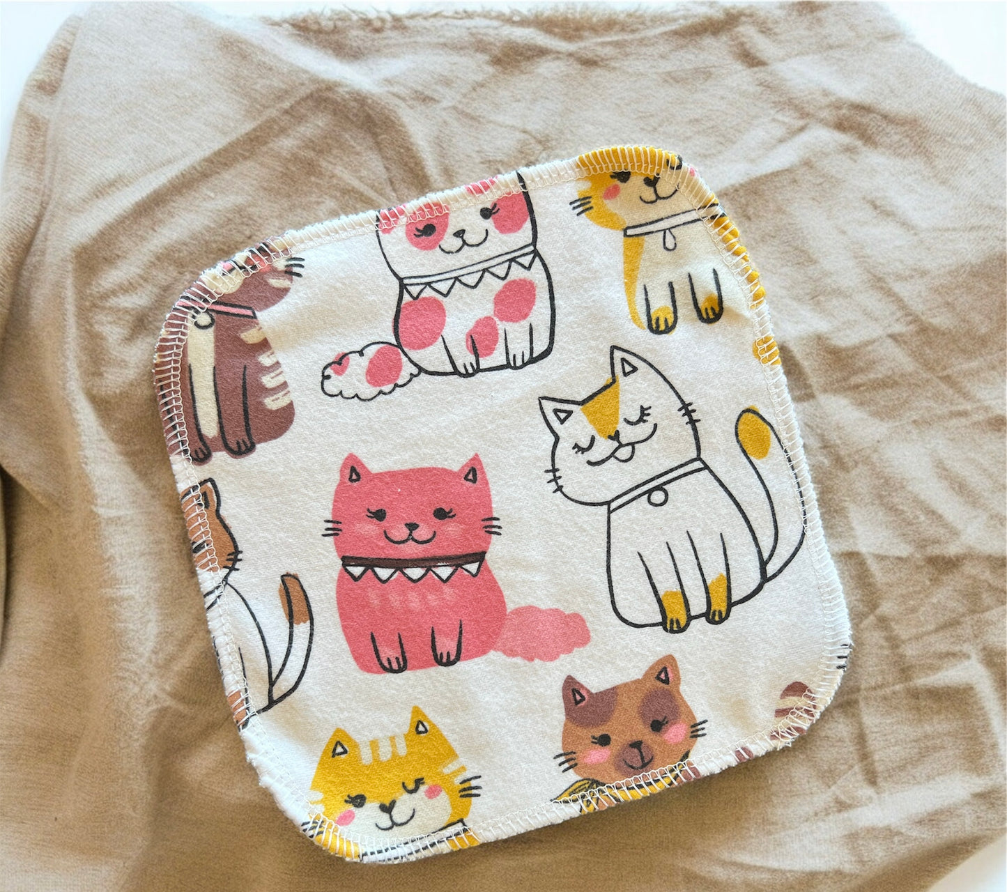 Cute Cats 1ply flannel cloth wipes