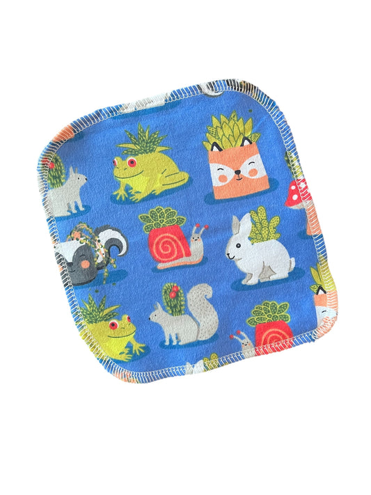 Succulent Animals 2ply flannel cloth wipes