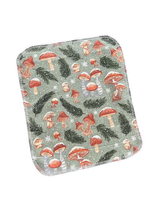 Winter mushrooms 1ply flannel reusable paper towel