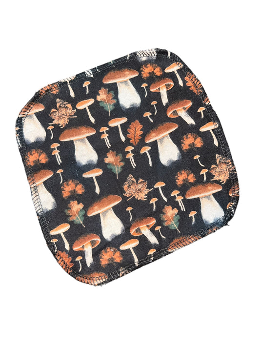 mushrooms & leaves 1ply flannel cloth wipes