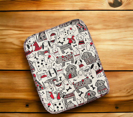 Red & Black Dogs  1ply flannel reuseable paper towels