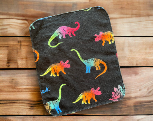 Colorful Dinosaur  1ply flannel reusable paper towels