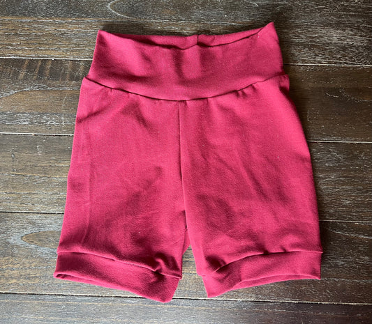 Solid Burgundy Red 3-6yr Shortie shorts (longer length)