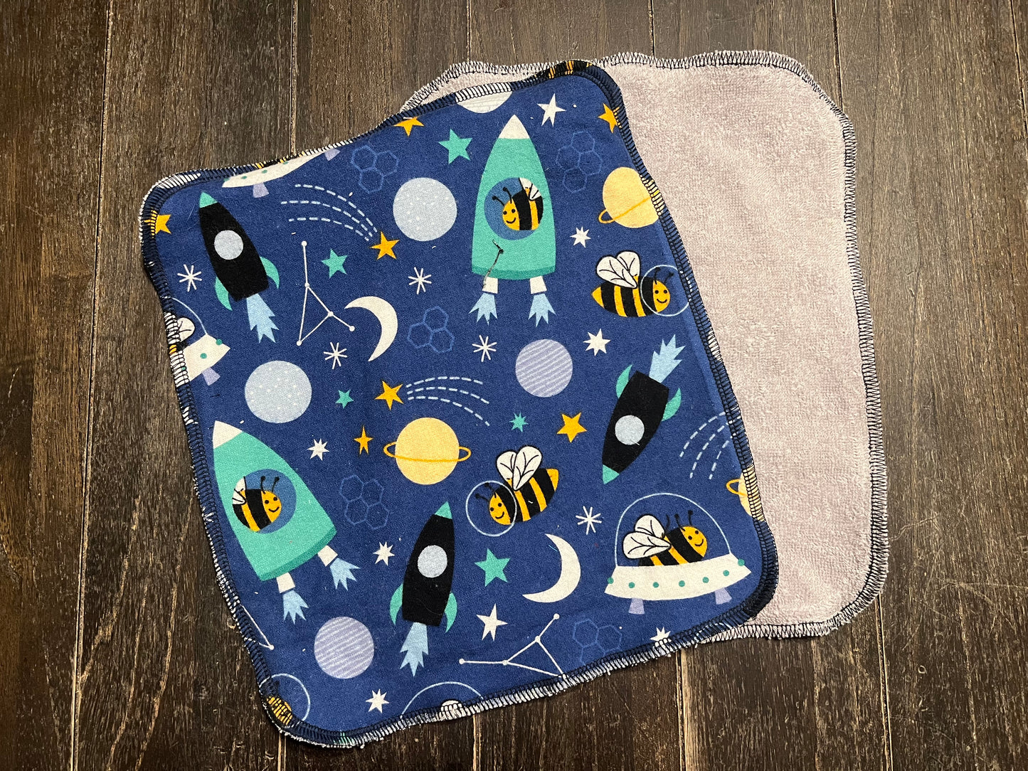 Space Bees  2ply Terry Flannel reusable paper towels