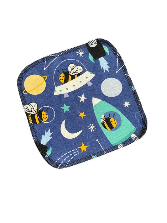 Space Bees 2ply flannel cloth wipes