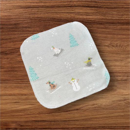 Dogs on sleds 1ply flannel cloth wipes