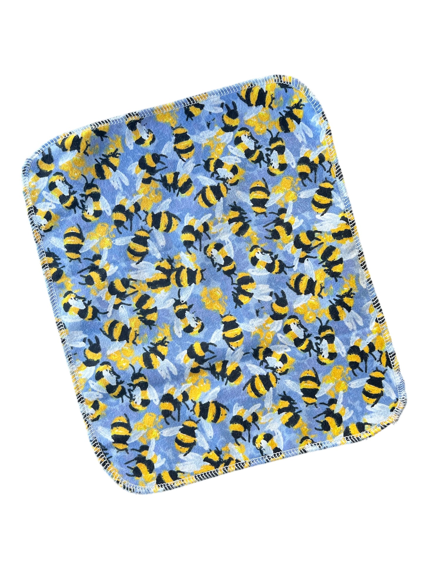 Bees on Blue  1ply flannel reusable paper towel