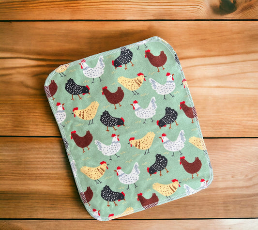 Chickens 1ply flannel reuseable paper towels