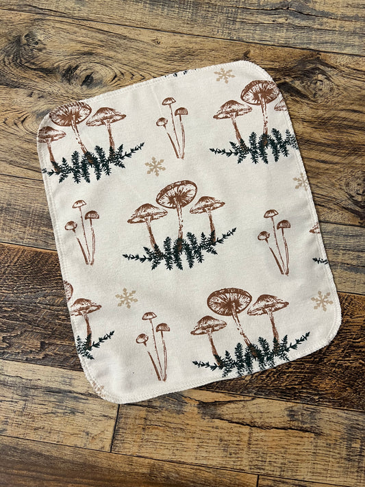 Winter Mushrooms 2ply flannel reusable paper towels