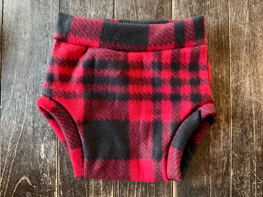 Red & Black Plaid XL Fleece Diaper Cover