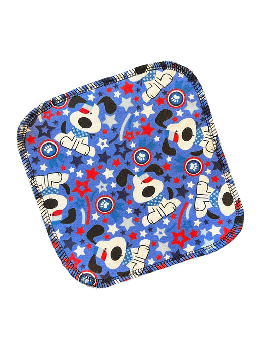 Patriotic Dog 2ply flannel cloth wipes