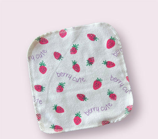 Berry Cute Strawberry 1ply flannel cloth wipes