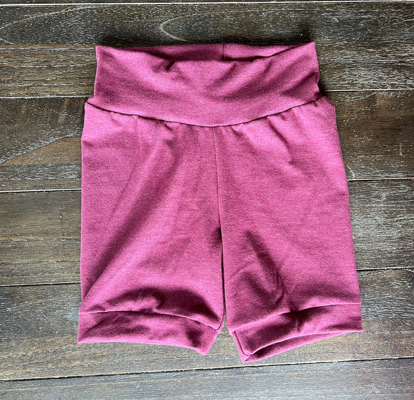 Solid Heathered Burgandy 3-6yr Shortie shorts (longer length)